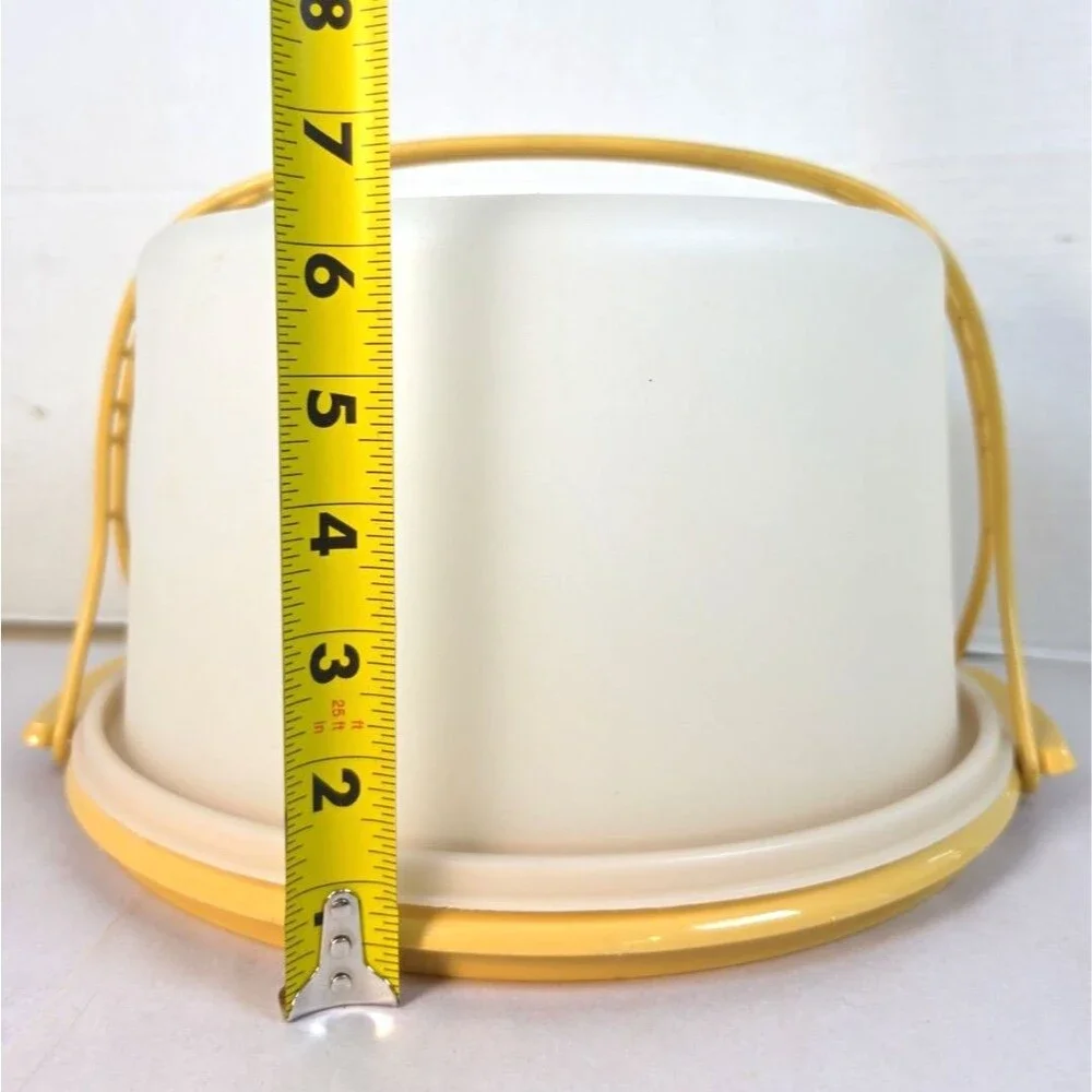 Vintage 3pc Cake Taker Carrier Round handle Harvest Gold Keeper Complete